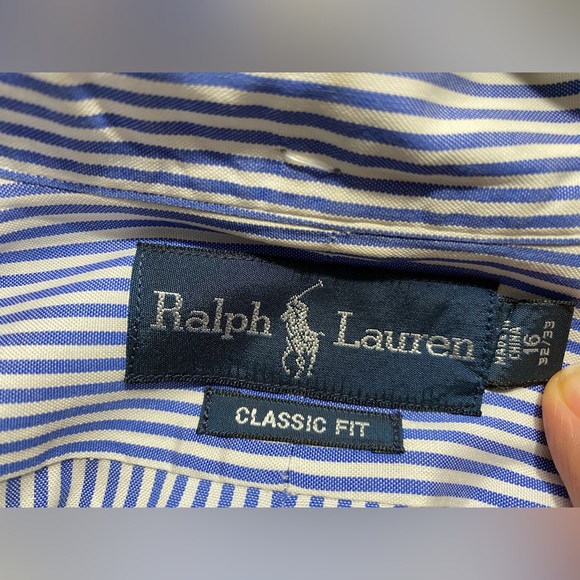 Men’s Ralph Lauren Classic Fit Long Sleeve Striped Button Up Shirt - Picture 6 of 11